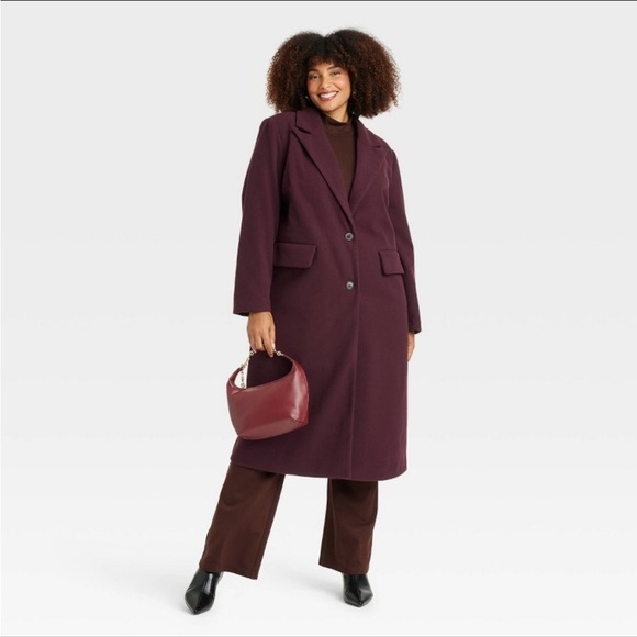 NWTWomen's Faux Wool Topcoat - A New Day Burgundy XXL - Picture 2 of 4